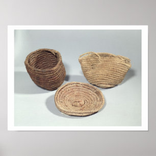 Two baskets and a cover (woven palm fronds) poster