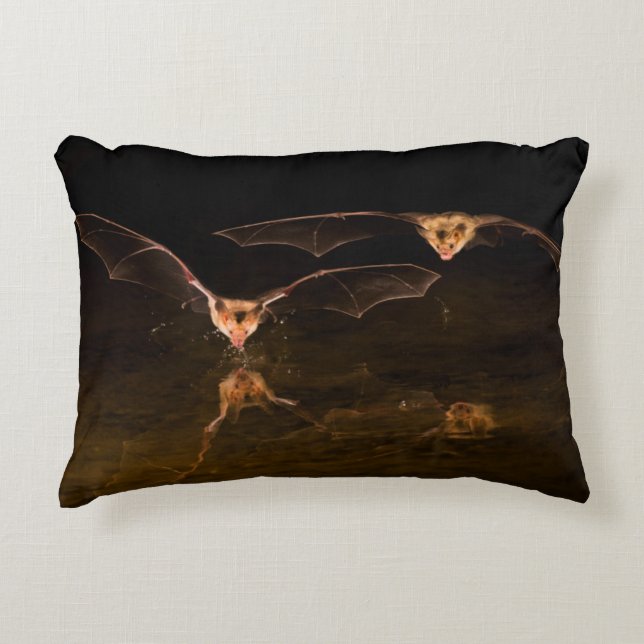 Two bats flying over water, Arizona Decorative Cushion (Front)