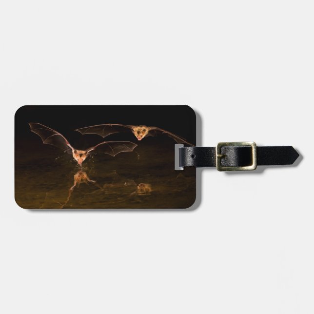 Two bats flying over water, Arizona Luggage Tag (Front Horizontal)