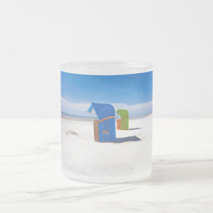 Two beach chairs at the North Sea Frosted Glass Coffee Mug