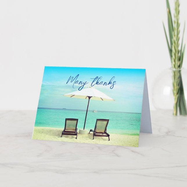 Two Beach Chairs Paradise Blank Folded Note Cards (Front)