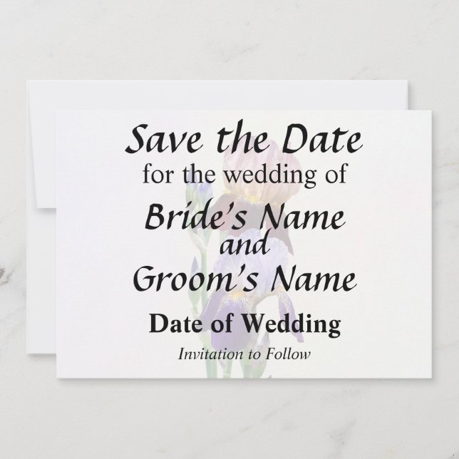 Two Bearded Irises One Maroon One Purple Save The Date (Front)