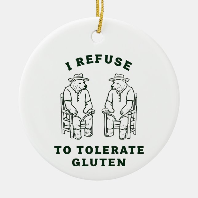 Two Bears Seated Facing Each Other With Humourous  Ceramic Tree Decoration (Front)
