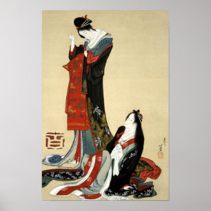 Two Beauties, Hokusai Poster
