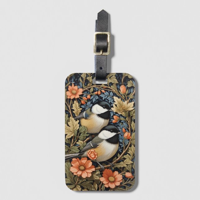 Two Beautiful Black-Capped Chickadees Luggage Tag (Front Vertical)