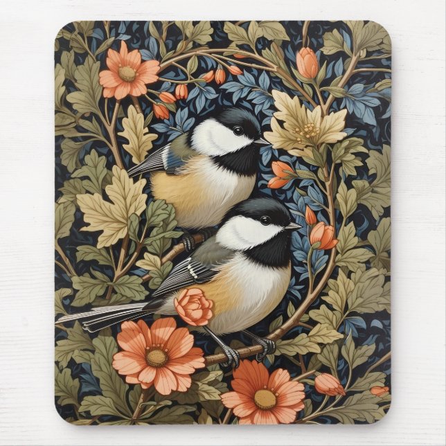 Two Beautiful Black-Capped Chickadees Mouse Mat (Front)