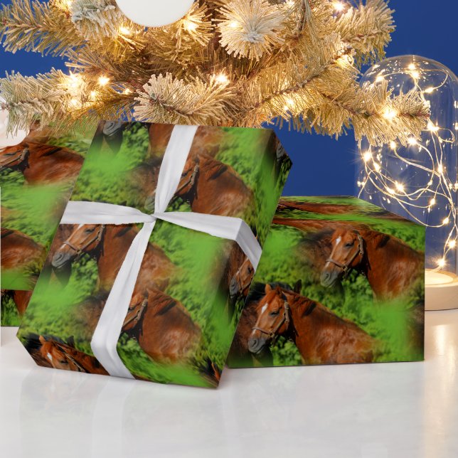 Two Beautiful Chestnut Horses in the Sun Wrapping Paper (Holidays)