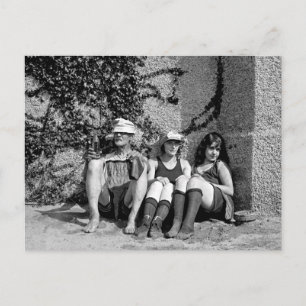 Two Beautiful Girls and One Grumpy Old Man Postcard