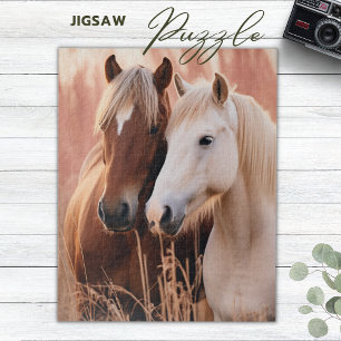 Two beautiful horses in nature puzzle