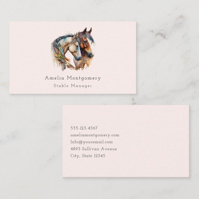 Two Beautiful Horses Western Boho Business Card (Front/Back)