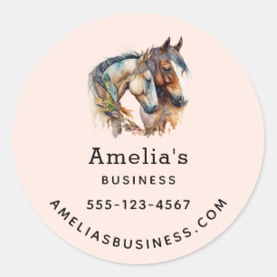Two Beautiful Horses Western Boho Business Classic Round Sticker