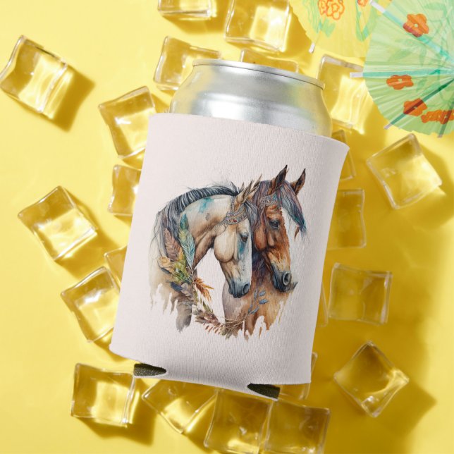 Two Beautiful Horses Western Boho Can Cooler (In Situ Summer)