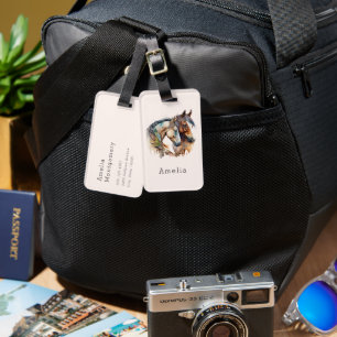 Two Beautiful Horses Western Boho Luggage Tag