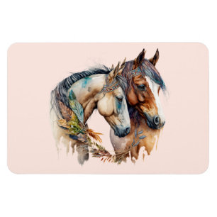 Two Beautiful Horses Western Boho Magnet