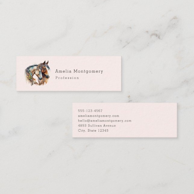 Two Beautiful Horses Western Boho Mini Business Card (Front/Back)