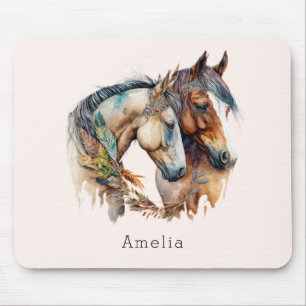 Two Beautiful Horses Western Boho Mouse Mat