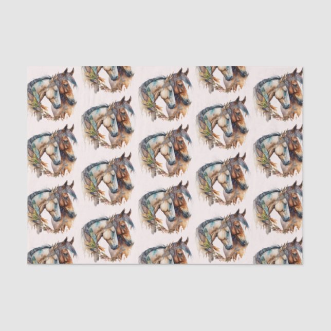 Two Beautiful Horses Western Boho Pattern Tissue Paper (Front)