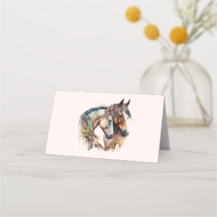 Two Beautiful Horses Western Boho Place Card