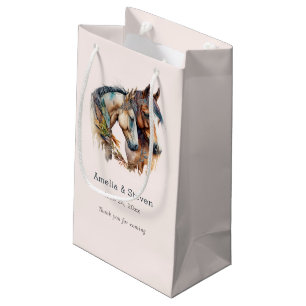 Two Beautiful Horses Western Boho Wedding Small Gift Bag