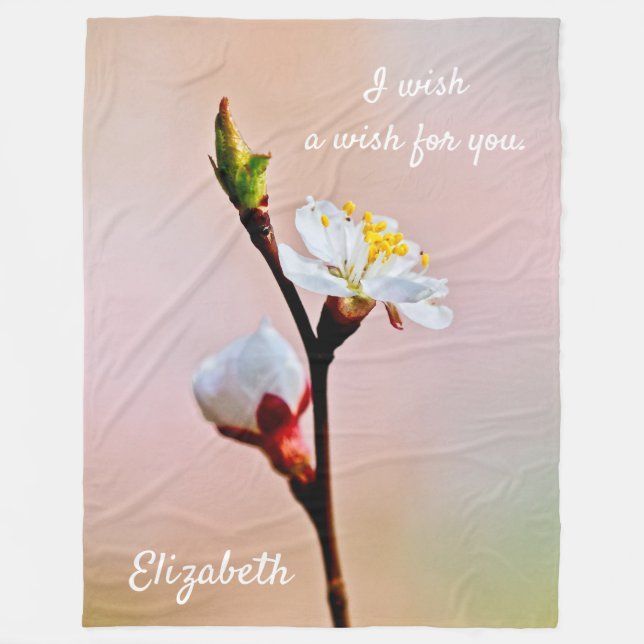 Two Beautiful Japanese Apricot Flowers Fleece Blanket (Front)