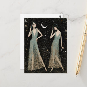 Two Beautiful Women Dancing in the Moonlight Postcard