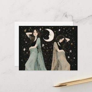 Two Beautiful Women Dancing in the Moonlight Postcard