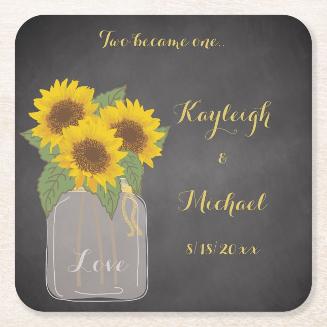Two became one square paper coaster (Front)