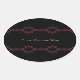 Two Become One Fancy Oval Sticker