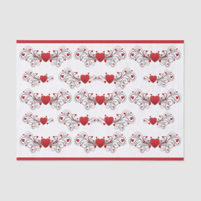 Two Become One Scrolled Hearts Tissue Paper (Front)