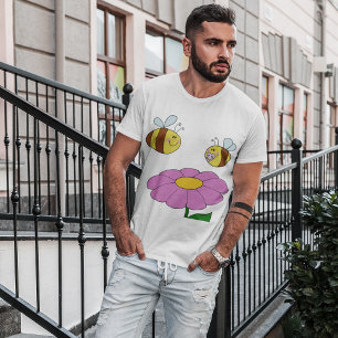 Two Bees And A Flower Mens T-Shirt