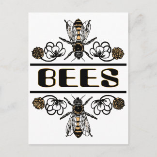 two bees with clover trans1 postcard