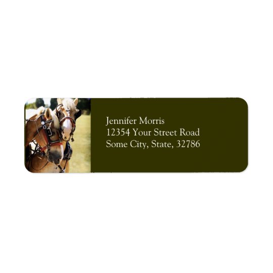 Two Belgian Draught Horses Return Address Label