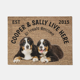 Two Bernese Mountain Dogs Personalised Dog Lover   Doormat