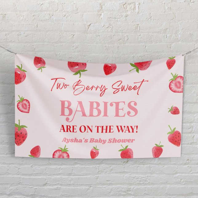 Two Berry Sweet Babies Strawberry Twin Baby Shower Banner (Creator Uploaded)