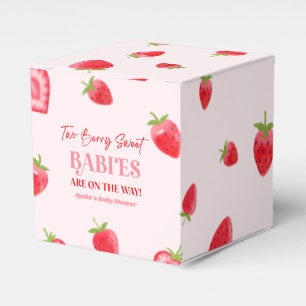 Two Berry Sweet Babies Strawberry Twin Baby Shower Favour Box