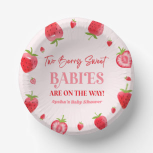 Two Berry Sweet Babies Strawberry Twin Baby Shower Paper Plate