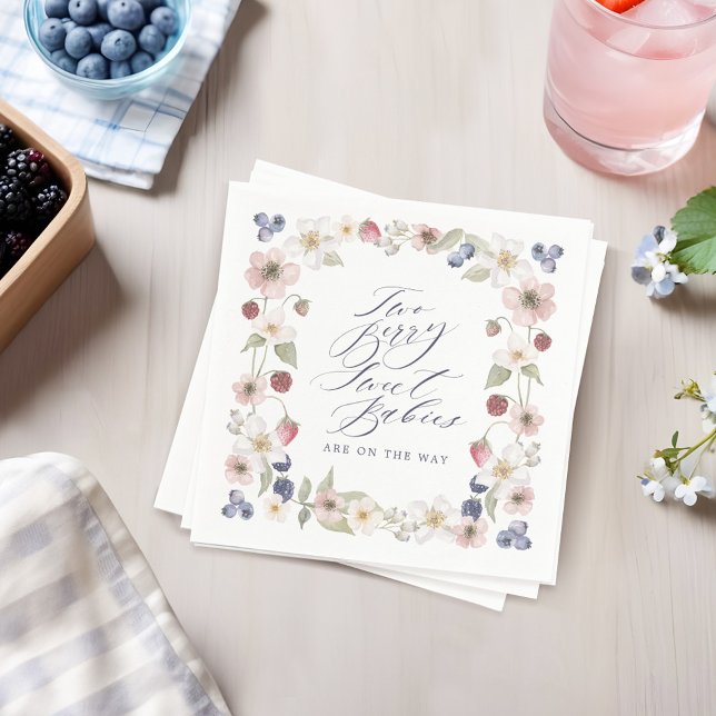 Two Berry Sweet Babies Wild Berry & Flowers Shower Napkin (Two Berry Sweet Babies Wild Berry & Flowers Shower Napkins)