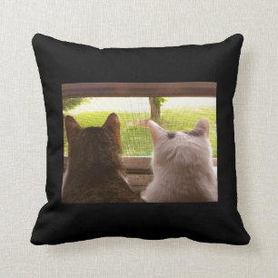 Two BFF Cats Gazing Out of The Window Cushion