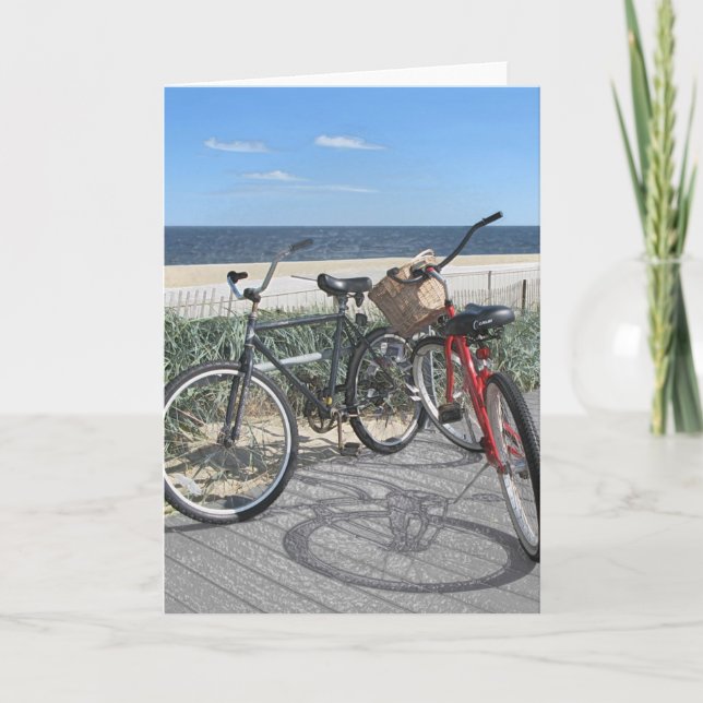 Two bikes on boardwalk Jersey Shore Card (Front)