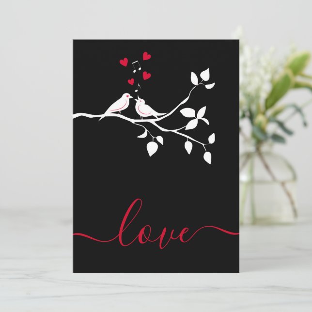 two bird in love holiday card (Standing Front)