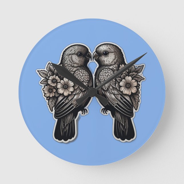 Two bird round clock (Front)