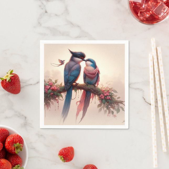 Two birds Flat Thank You Card Napkin (Insitu)