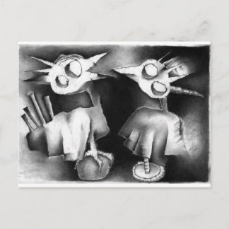 two birds in conversation. postcard