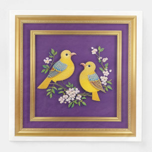 Two Birds in Ornate Gold Frame Napkin