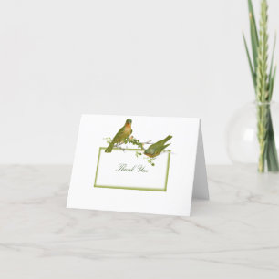 Two Birds on a Rose Bud Branch Thank You Card