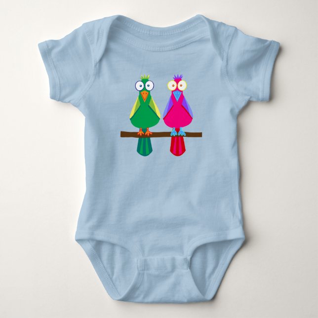 Two Birds Parrots Baby Bodysuit (Front)