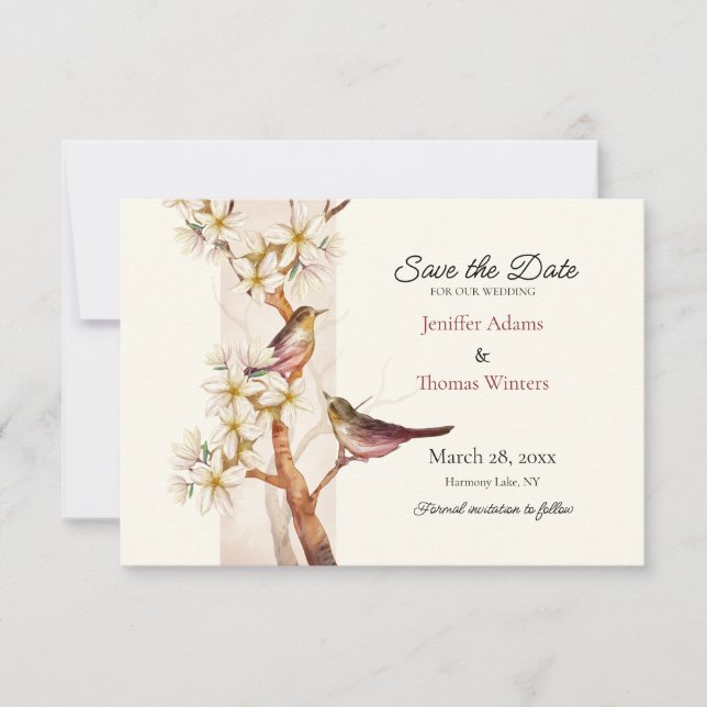 Two Birds Save The Date Card (Front)