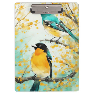 Two Birds Sitting on Tree Branch Clipboard