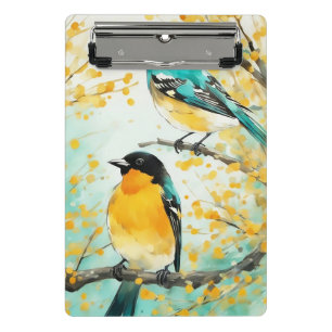 Two Birds Sitting on Tree Branch Mini Clipboard