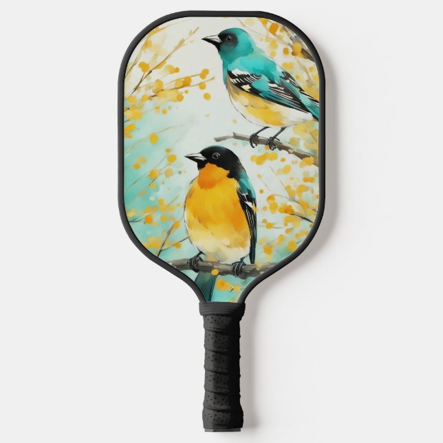 Two Birds Sitting on Tree Branch Pickleball Paddle (Front)